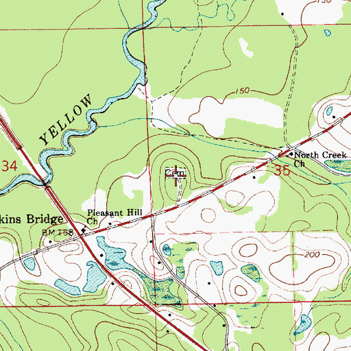 Topographic Map of North Creek Cemetery, AL