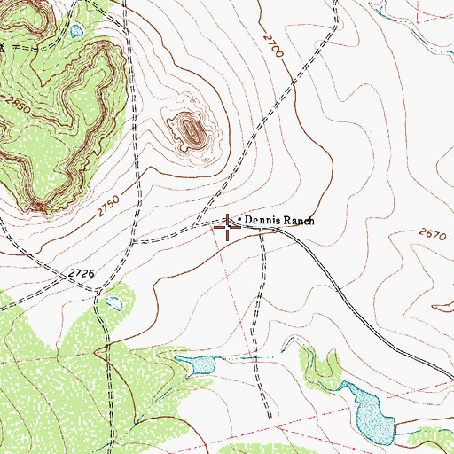 Topographic Map of Dennis Ranch, TX