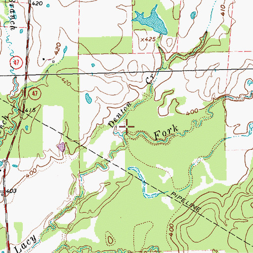 Topographic Map of Denton Creek, TX