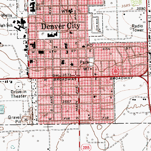 Topographic Map of Denver City, TX