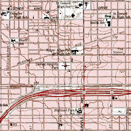 Topographic Map of Denver Heights Park, TX