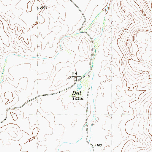 Topographic Map of Dett Tank, TX