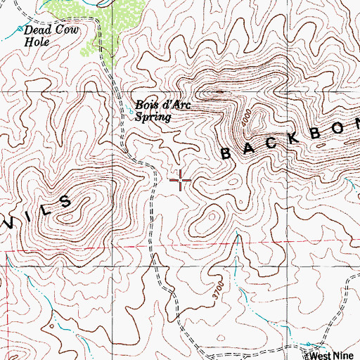 Topographic Map of Devils Backbone, TX