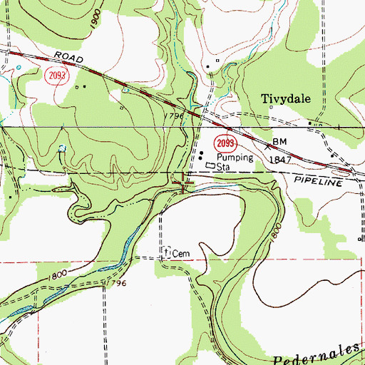 Topographic Map of Devils Creek, TX
