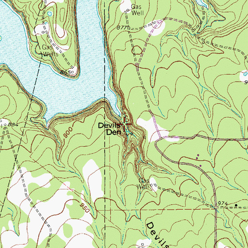 Topographic Map of Devils Den, TX