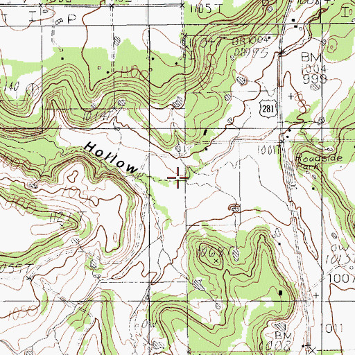 Topographic Map of Devils Hollow, TX