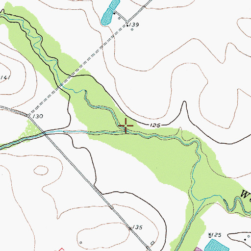 Topographic Map of Dewberry Branch, TX
