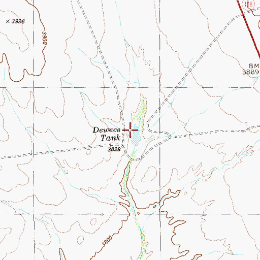 Topographic Map of Dewees Tank, TX