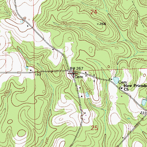 Topographic Map of Pine Level Church, AL