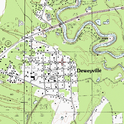 Topographic Map of Deweyville, TX