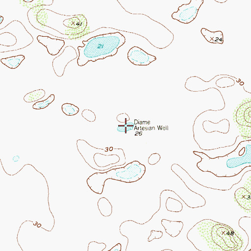 Topographic Map of Diame Artesian Well, TX