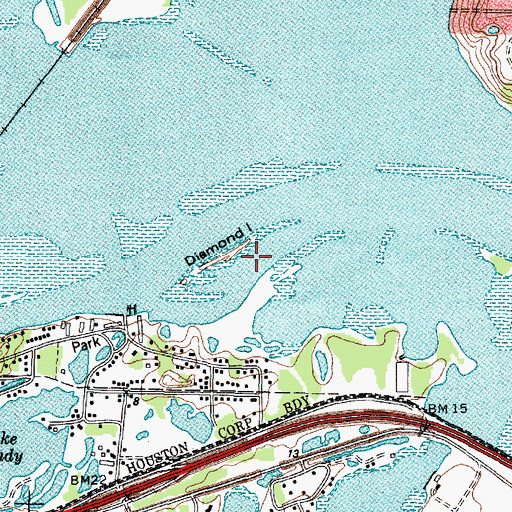 Topographic Map of Diamond Island, TX