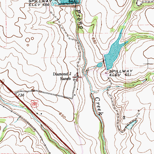 Topographic Map of Diamond J Ranch, TX