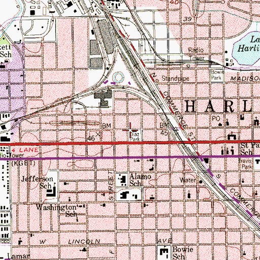 Topographic Map of Diaz Park, TX