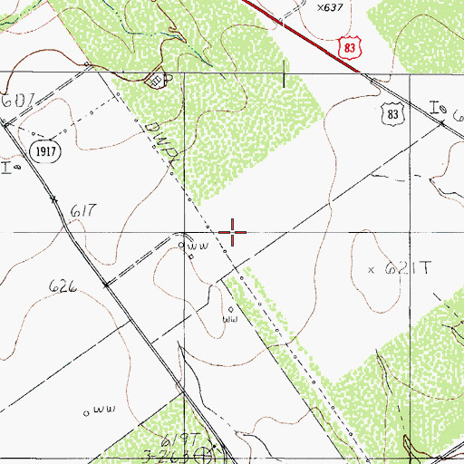 Topographic Map of Dick Moffet, TX
