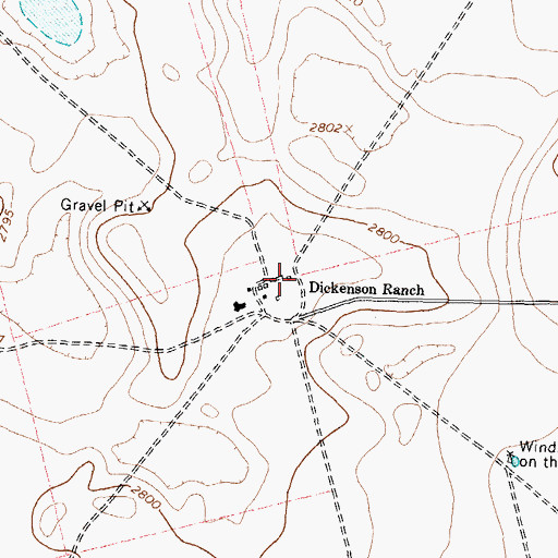 Topographic Map of Dickenson Ranch, TX
