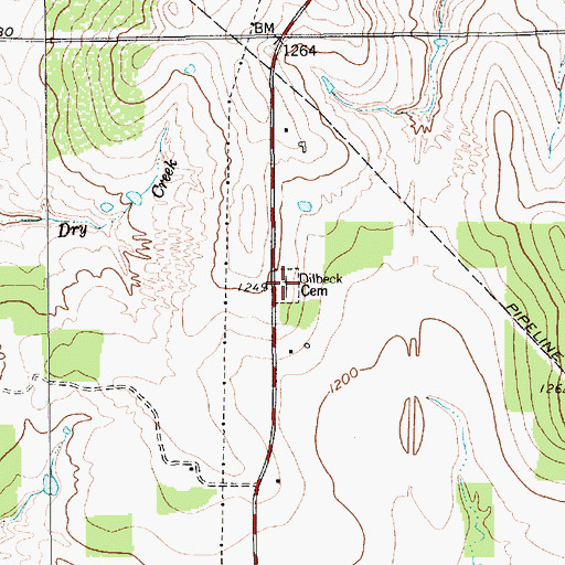 Topographic Map of Dilbeck Cemetery, TX