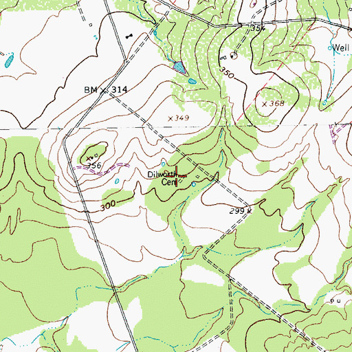 Topographic Map of Dilworth Cemetery, TX