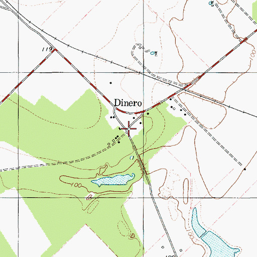 Topographic Map of Dinero, TX