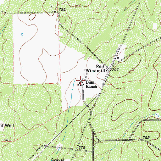 Topographic Map of Dinn Ranch, TX