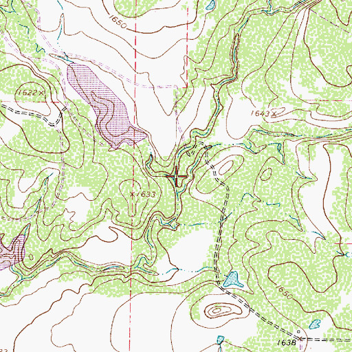 Topographic Map of Dinner Branch, TX