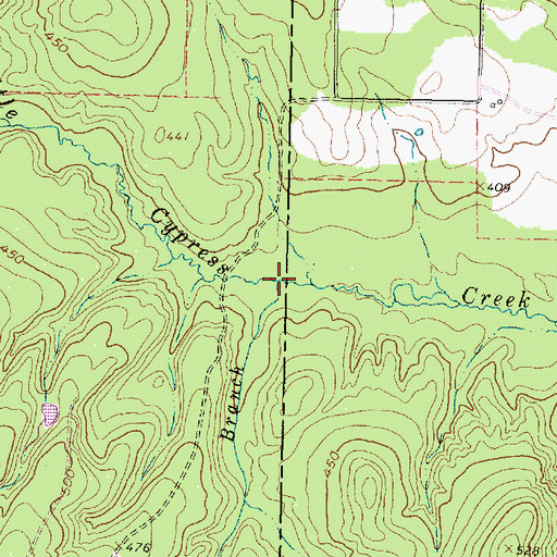 Topographic Map of Dinner Branch, TX