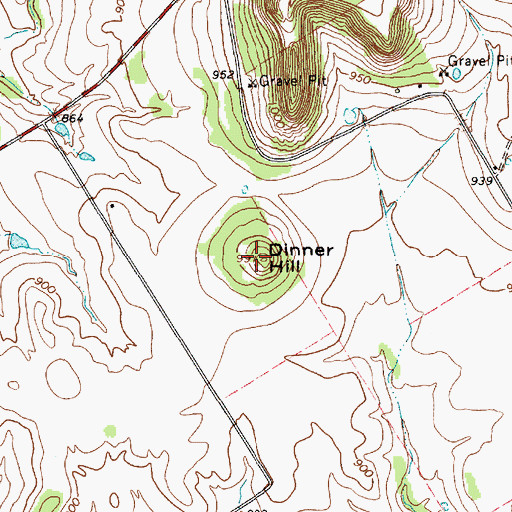 Topographic Map of Dinner Hill, TX