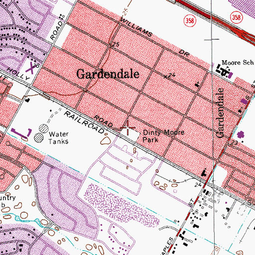 Topographic Map of Dinty Moore Park, TX