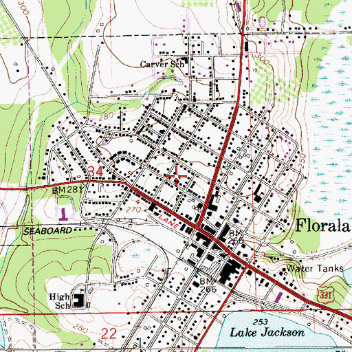 Topographic Map of Saint Johns Baptist Church, AL