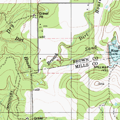 Topographic Map of Dirt House Branch, TX