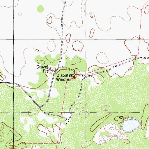 Topographic Map of Disputas Windmill, TX