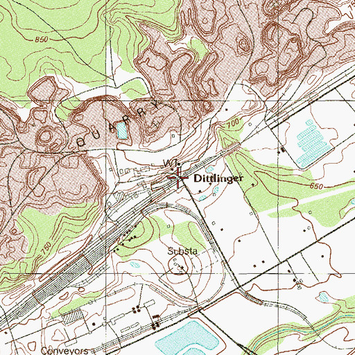 Topographic Map of Dittlinger, TX