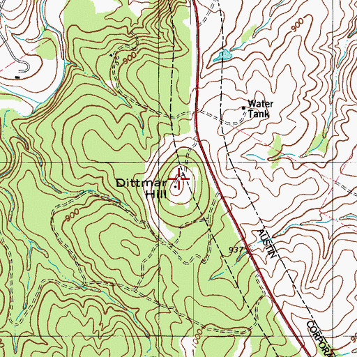 Topographic Map of Dittmar Hill, TX