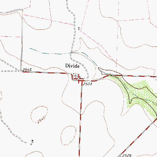 Topographic Map of Divide, TX