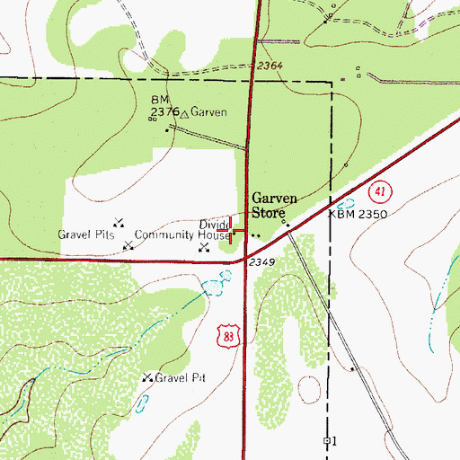Topographic Map of Divide Community House, TX