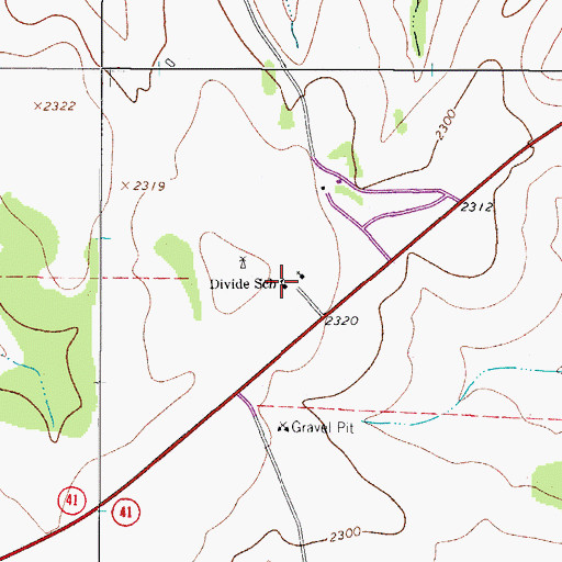 Topographic Map of Divide School, TX