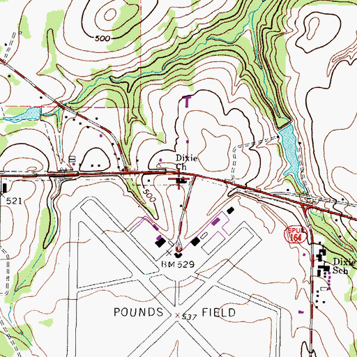 Topographic Map of Dixie Church, TX