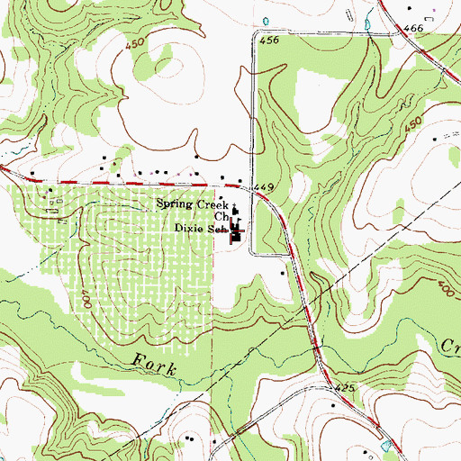 Topographic Map of Dixie School, TX