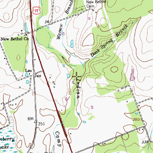 Topographic Map of Doak Spring Branch, TX