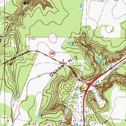 Topographic Map of Dobbs Hill, TX