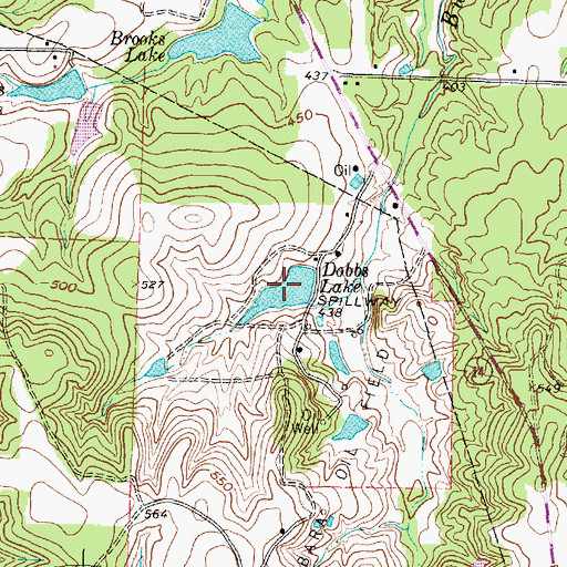 Topographic Map of Dobbs Lake, TX
