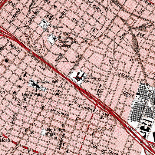 Topographic Map of Dodson School, TX