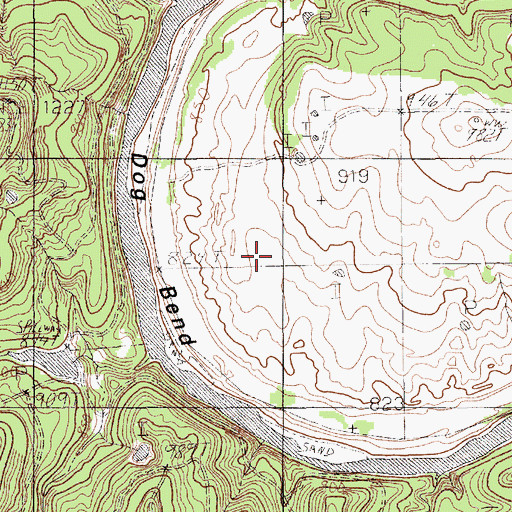 Topographic Map of Dog Bend, TX