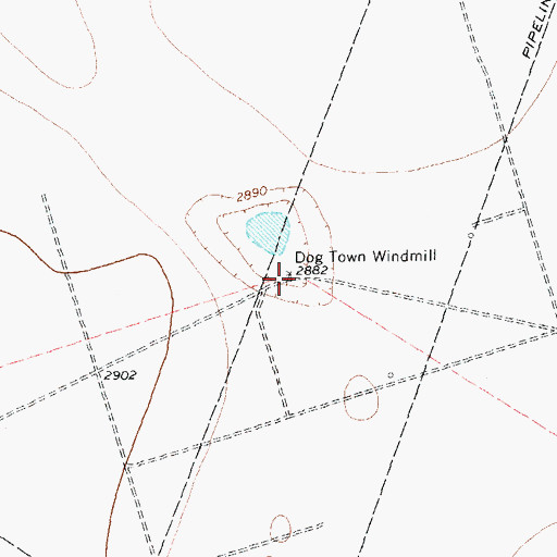 Topographic Map of Dog Town Windmill, TX