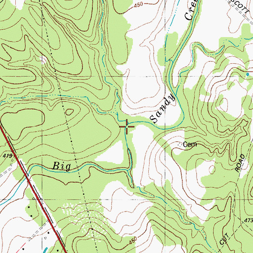 Topographic Map of Dogwood Creek, TX