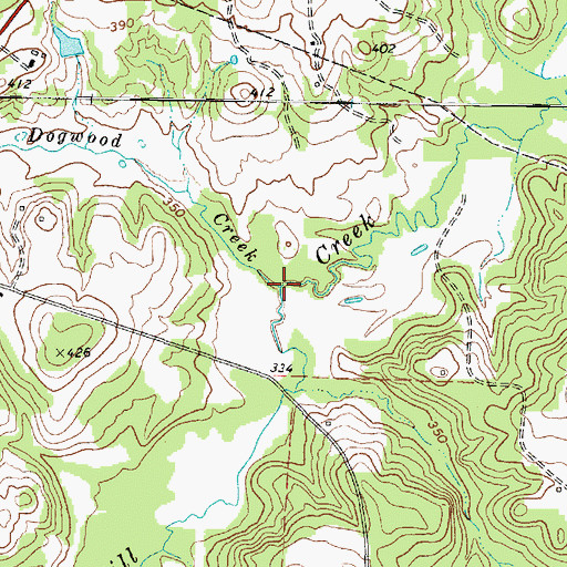 Topographic Map of Dogwood Creek, TX