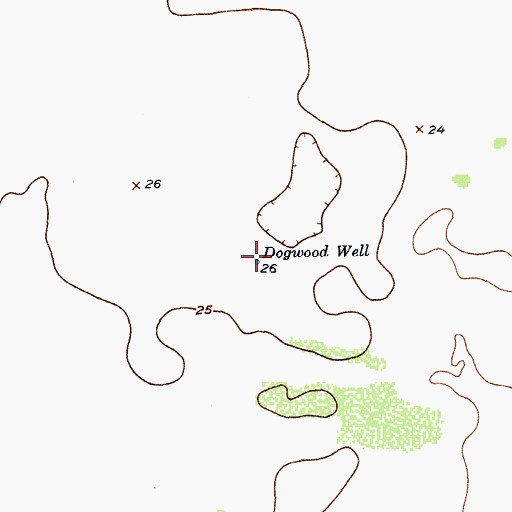 Topographic Map of Dogwood Well, TX