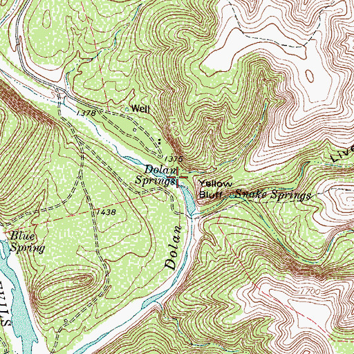 Topographic Map of Dolan Springs, TX