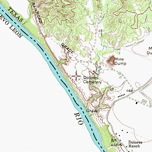 Topographic Map of Dolores Cemetery, TX