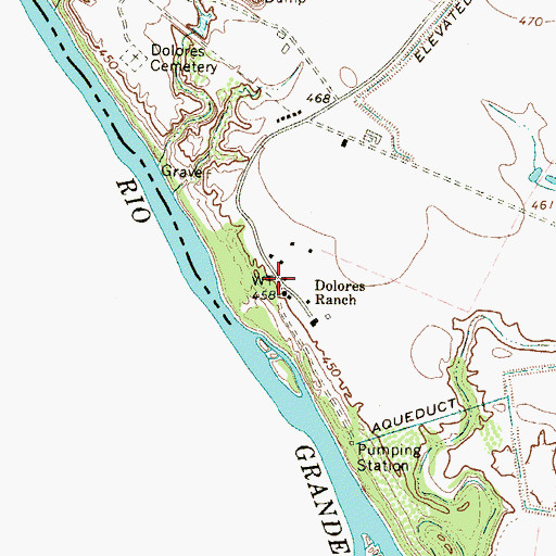 Topographic Map of Dolores Ranch, TX